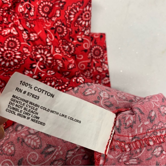 Nick Sarah Y2K Babydoll Red Print Tank Top 1X Western Boho Beach Retro Vacation - Picture 7 of 9